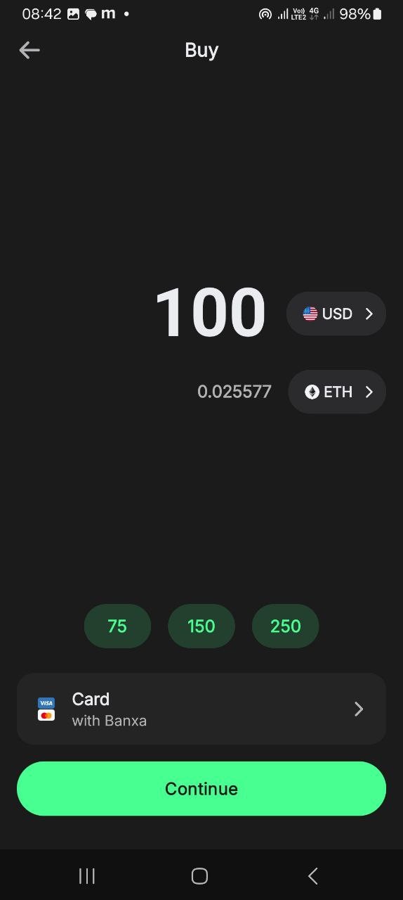 Сумма фиатной валюты и выбор платежного провайдера 