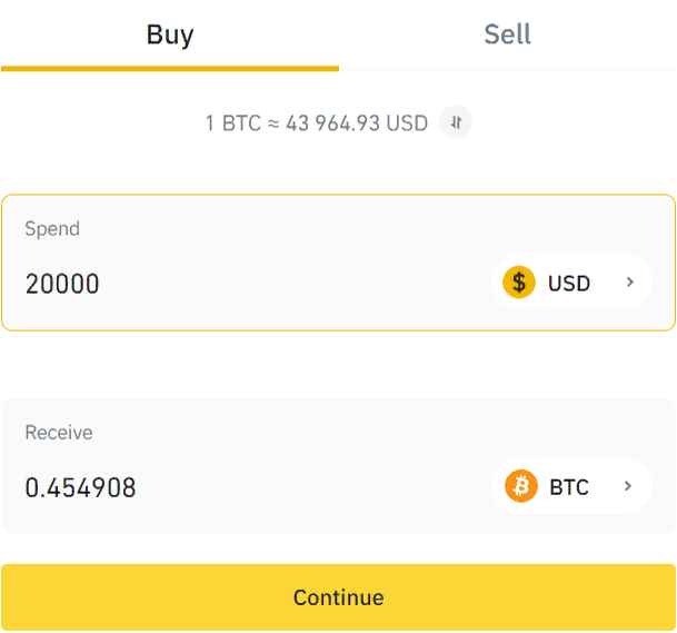 Photo: buy Bitcoin on Binance