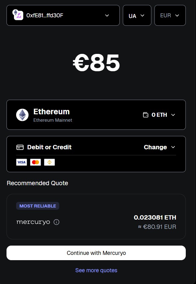 Покупка криптовалюты в MetaMask
