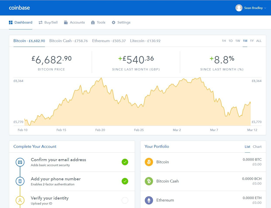 Photo: Coinbase trading app