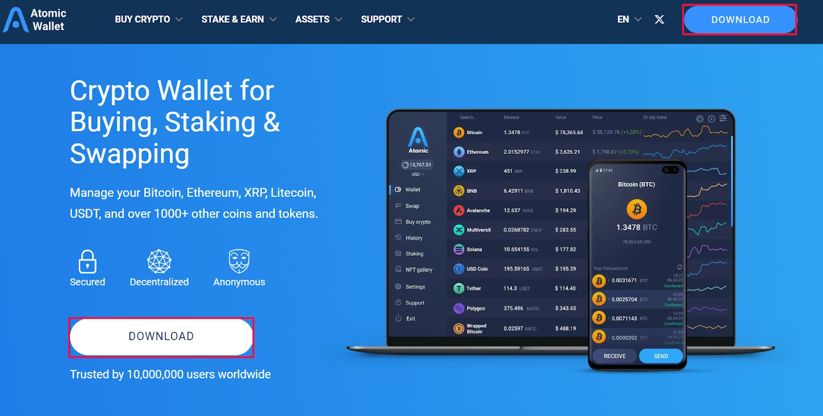 Скачивание Atomic Wallet с официального сайта