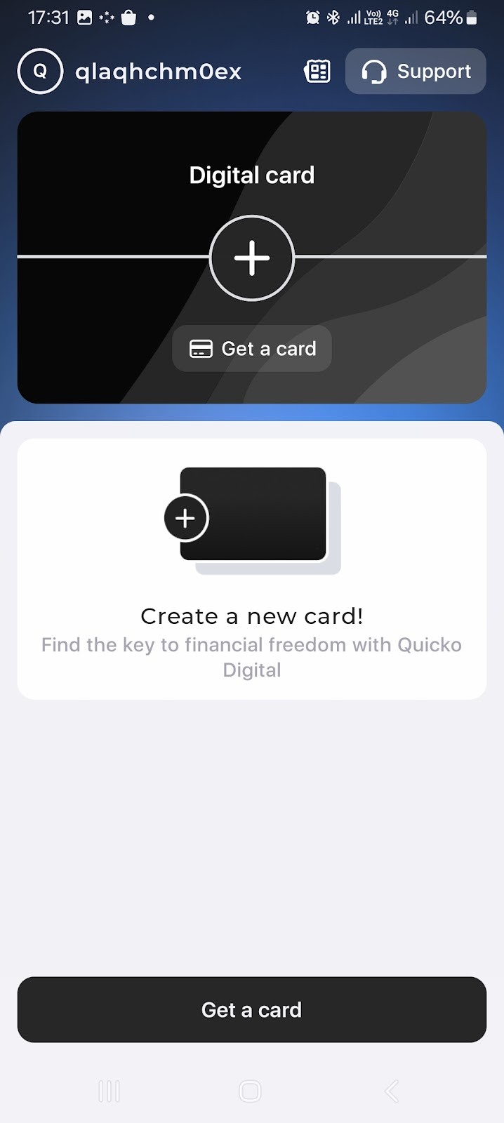 Открытие карты Quicko