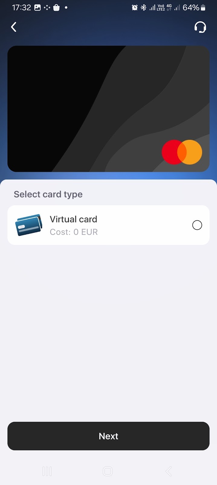 Выбор типа карты на Quicko
