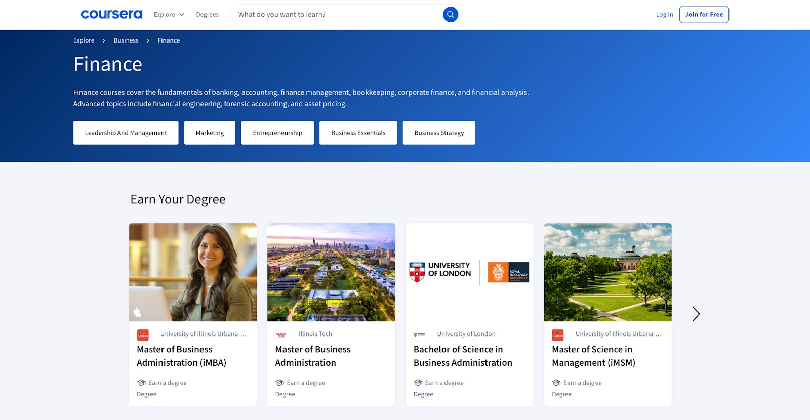 Coursera Finanzkurse Startseite