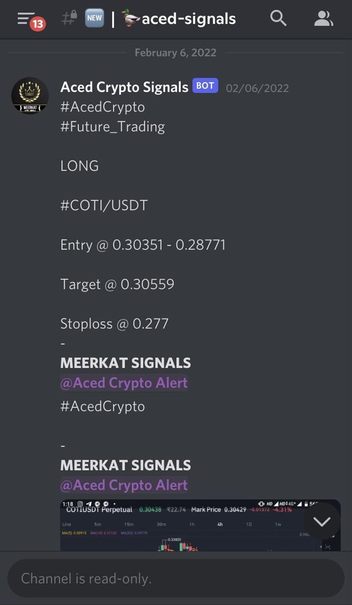 Crypto trading signal from Discord groups