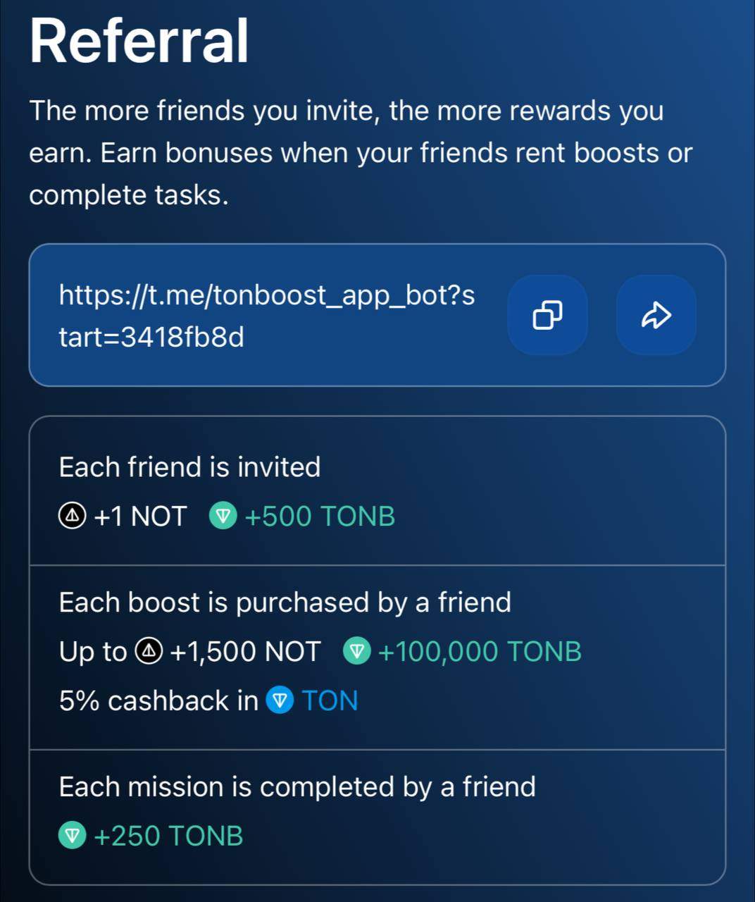 Ton Boost Referral Rewards