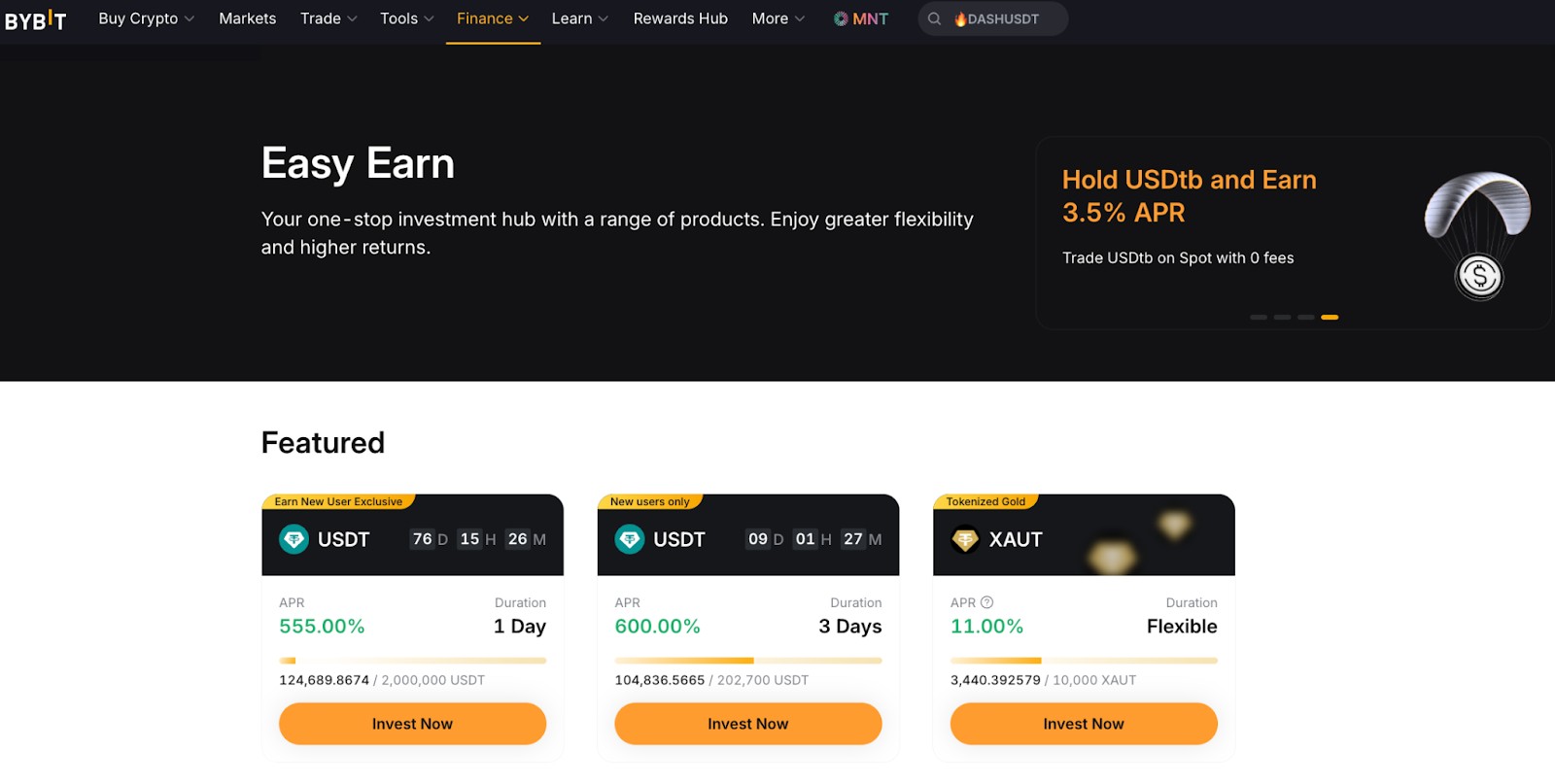Накопительные продукты на бирже Bybit