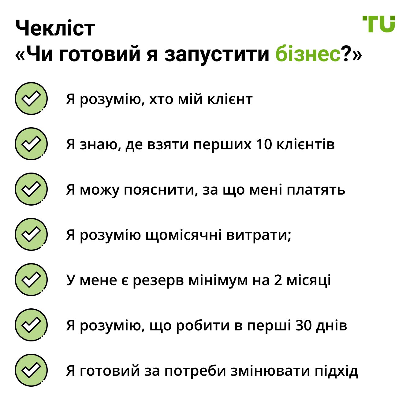 Чекліст «Чи готовий я запустити бізнес?»