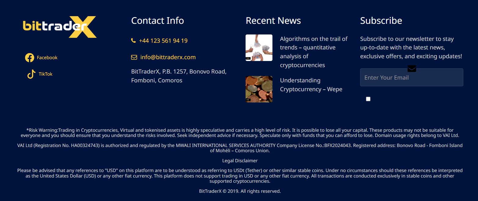 Regulation and company transparency BitTraderX