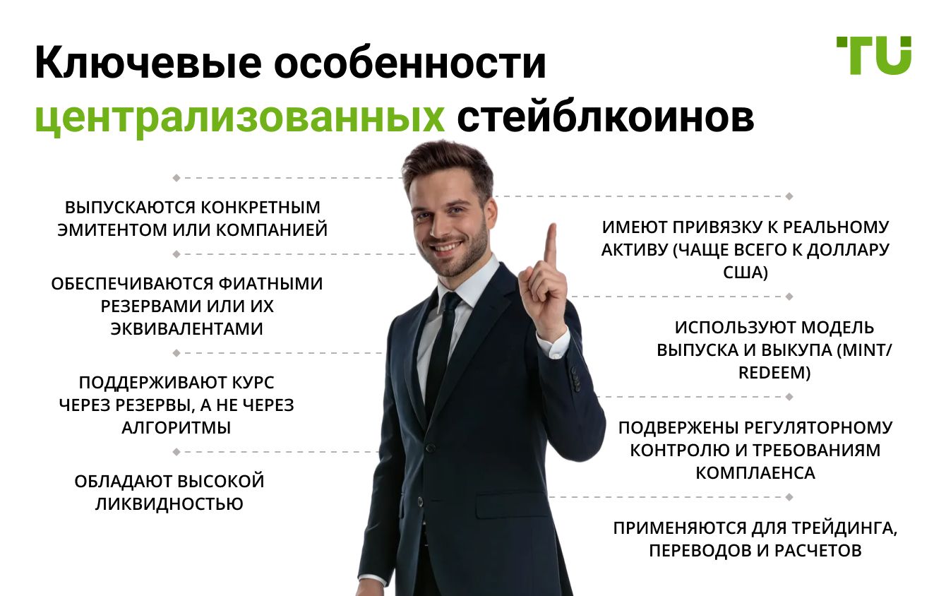 Ключевые особенности централизованных стейблкоинов