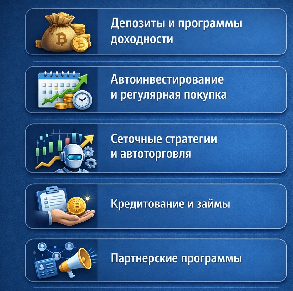 Методы почти пассивного заработка на криптобирже