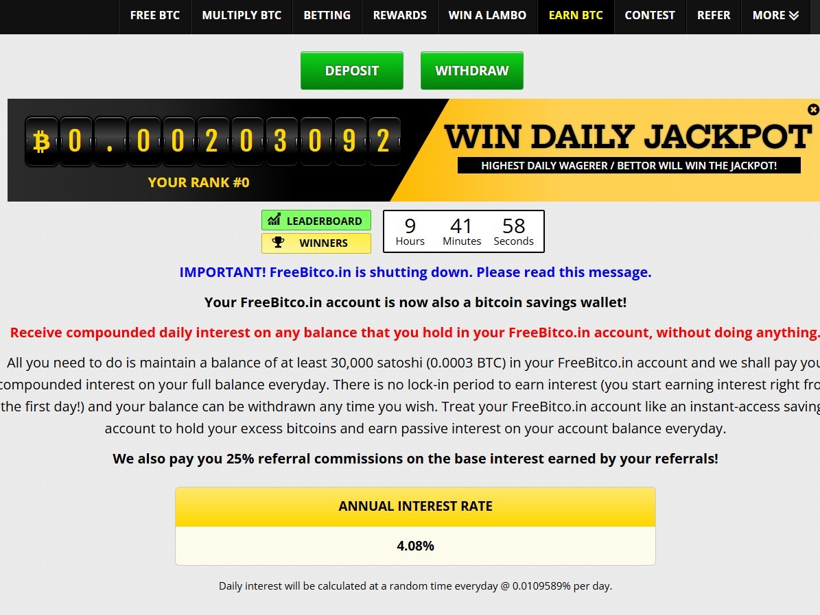 Відсотки на баланс FreeBitcoin