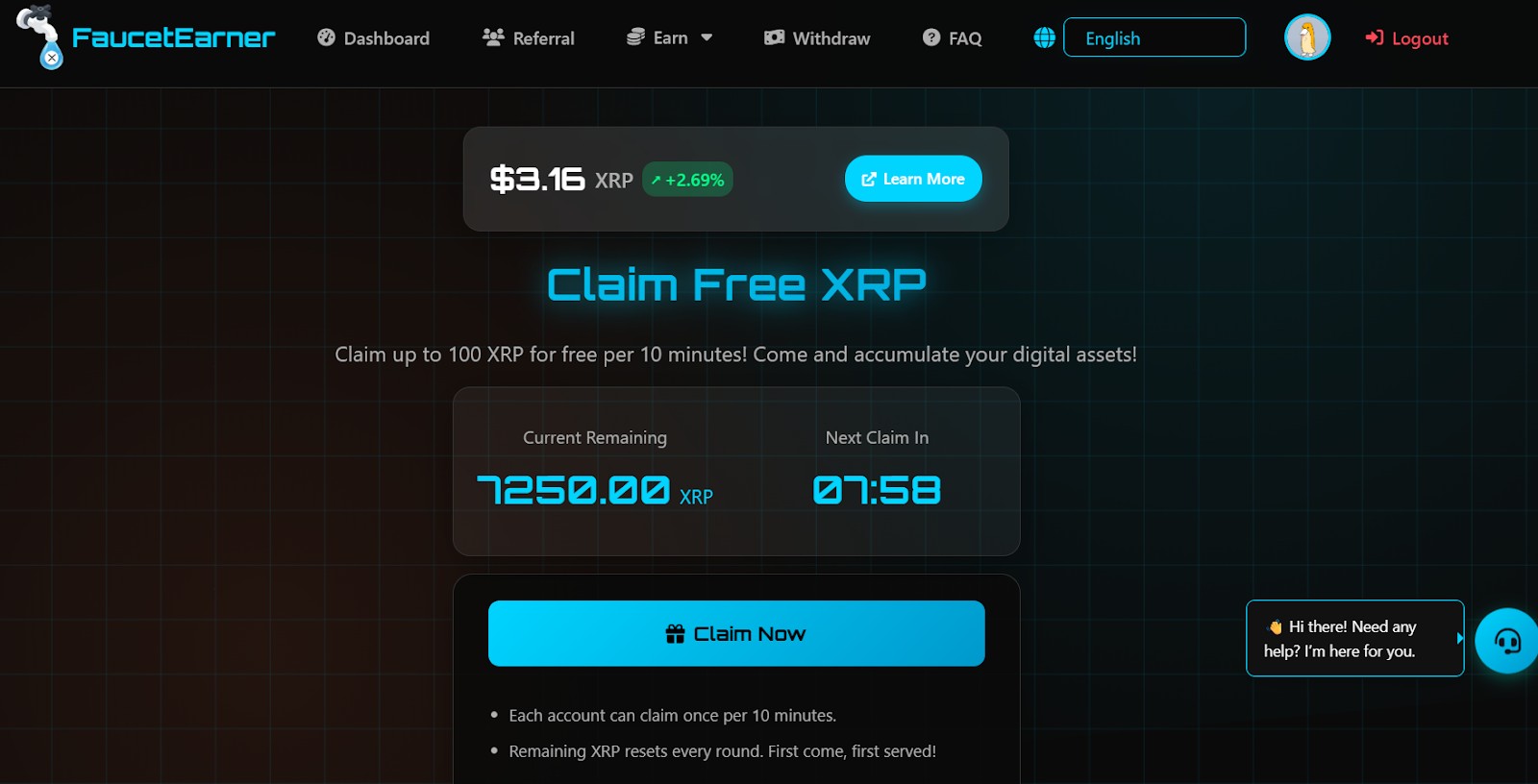 Кран (Faucet) з таймером на FaucetEarner