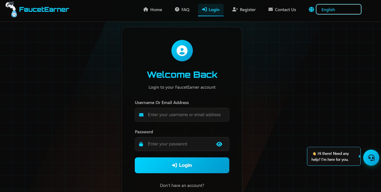 Вхід на платформу FaucetEarner