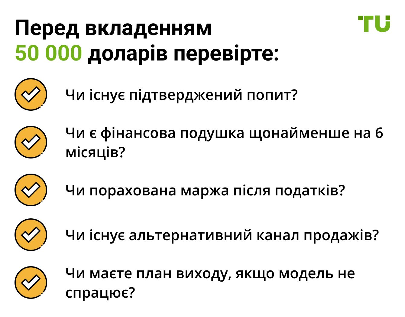 Перед вкладенням 50 000 доларів перевірте