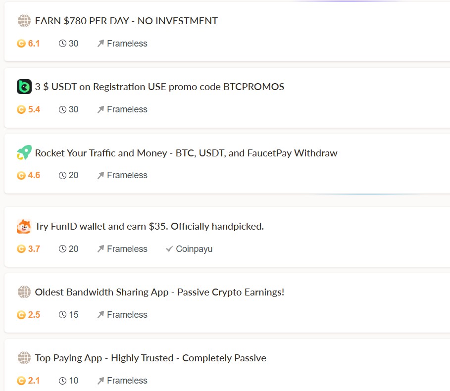 Рекламні завдання на Coinpayu