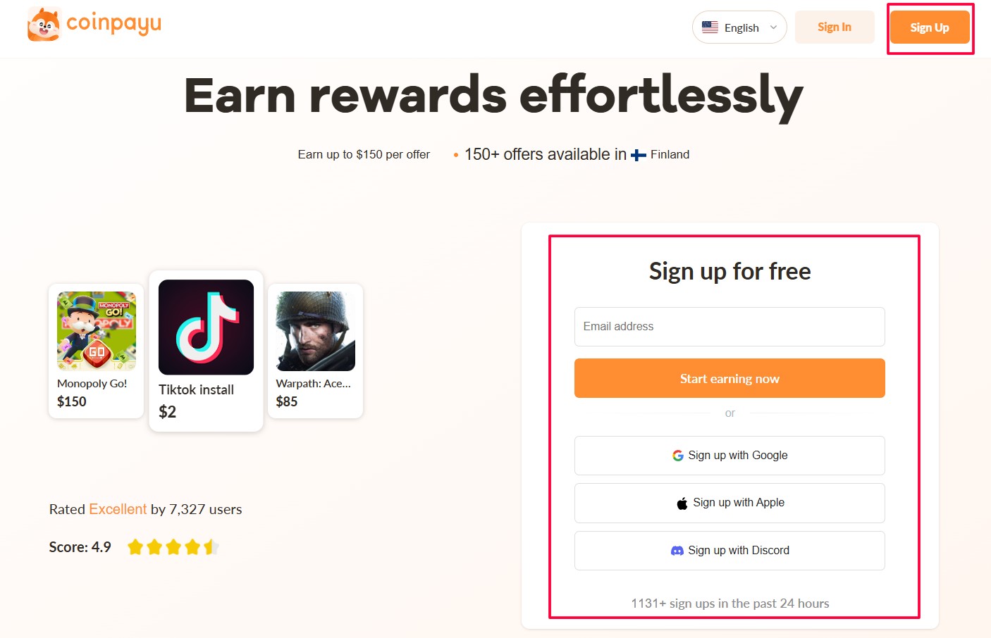 Реєстрація на Coinpayu