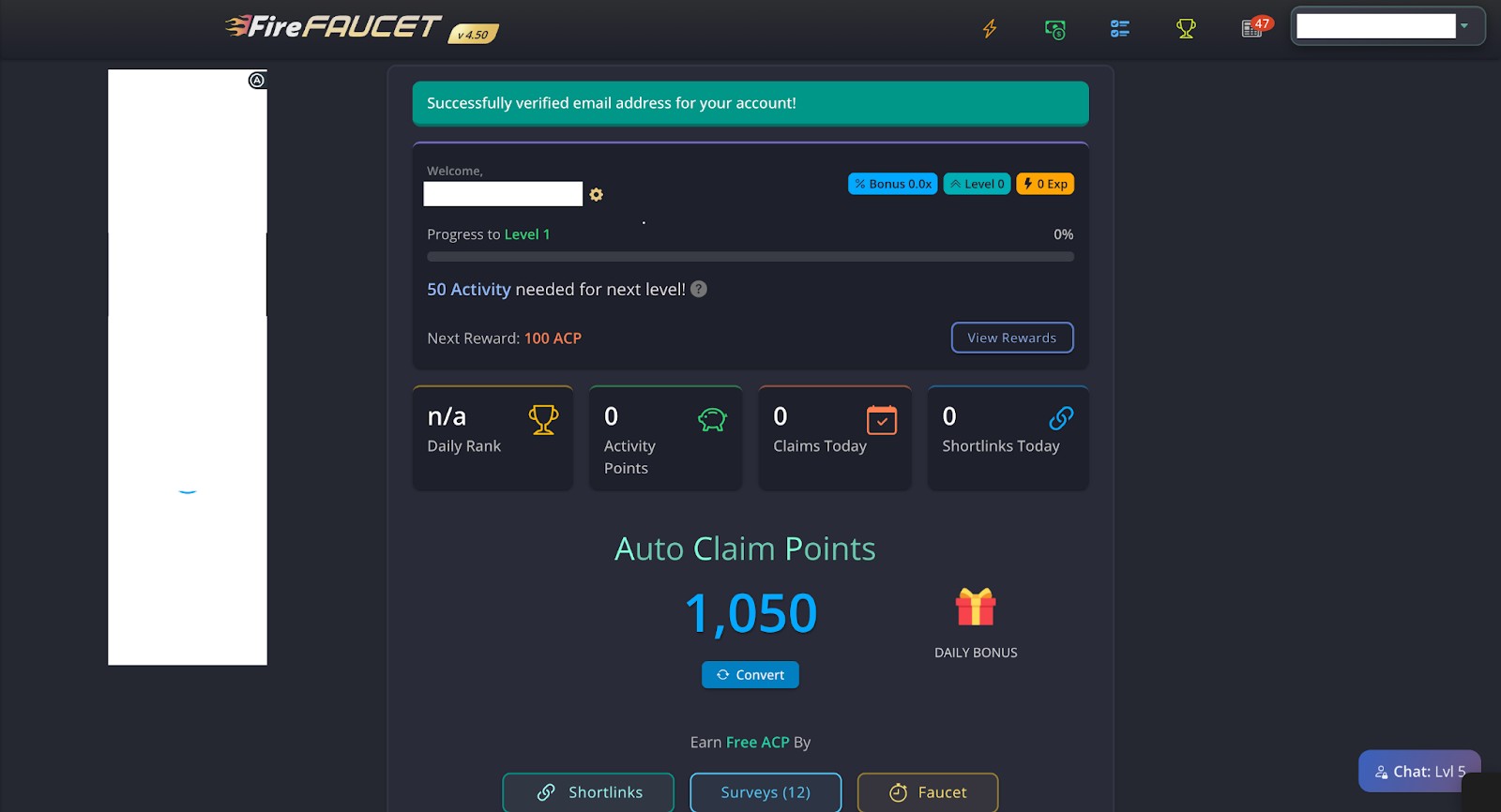FireFaucet dashboard