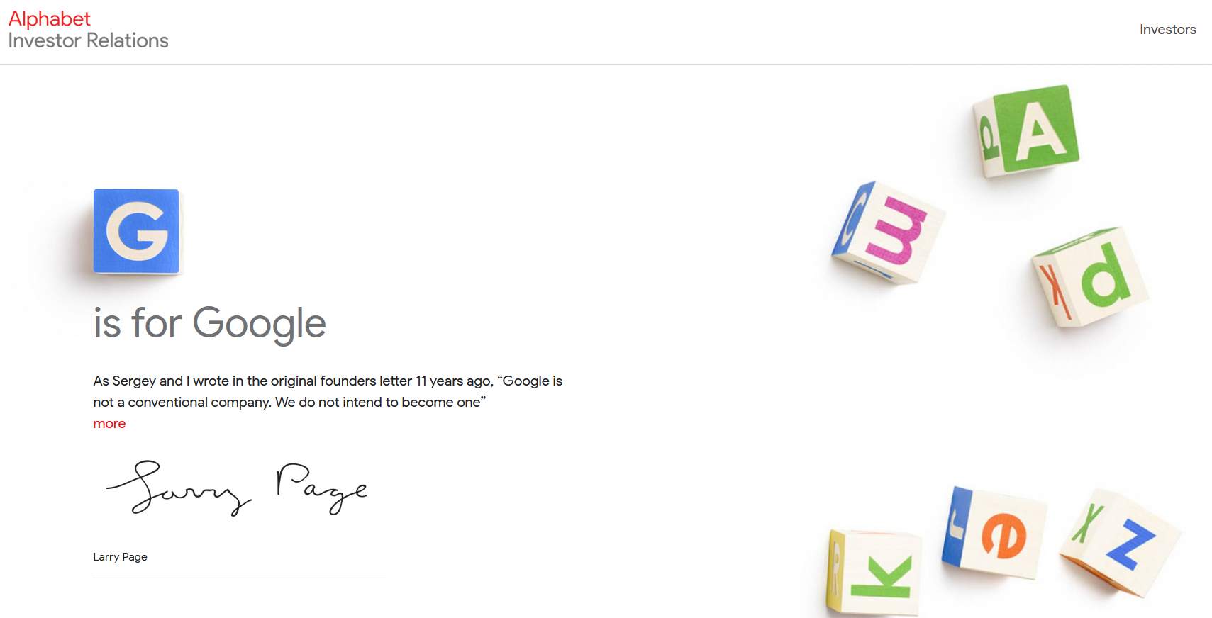 Alphabet Inc. homepage