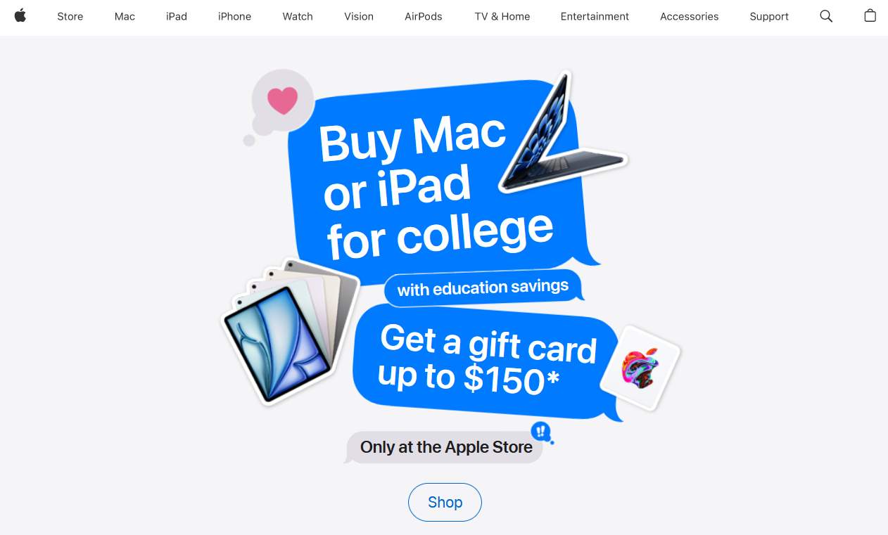 Apple homepage