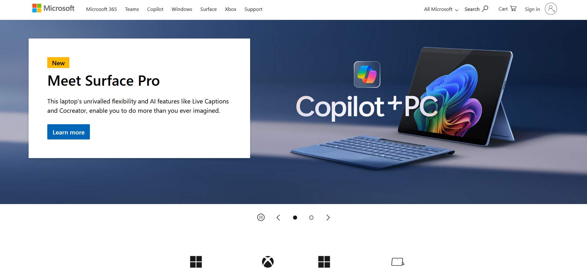 Microsoft homepage