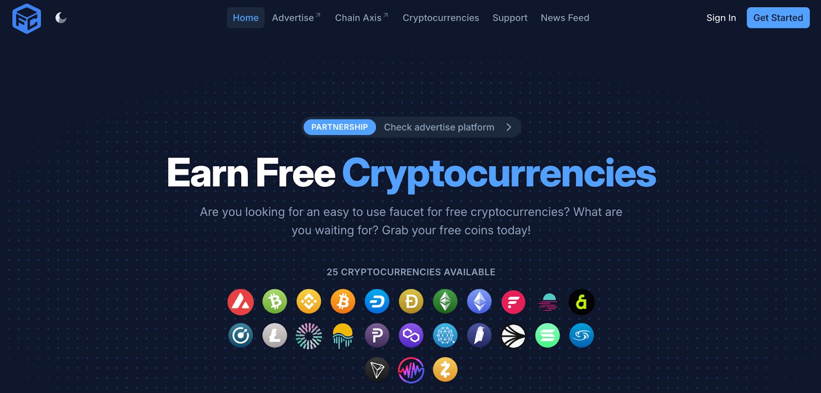 Faucet Crypto homepage