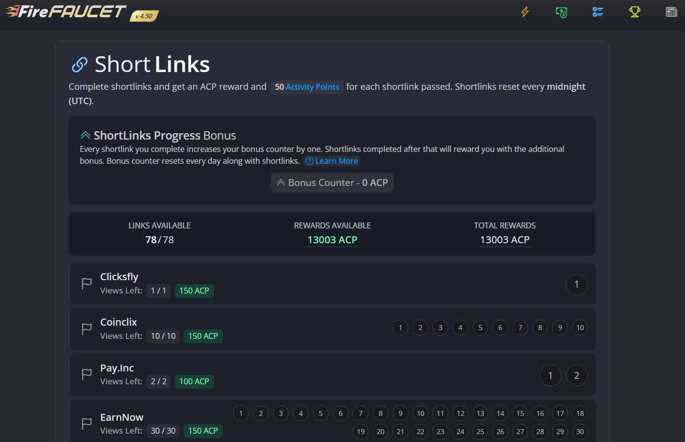 Shortlinks на Fire Faucet