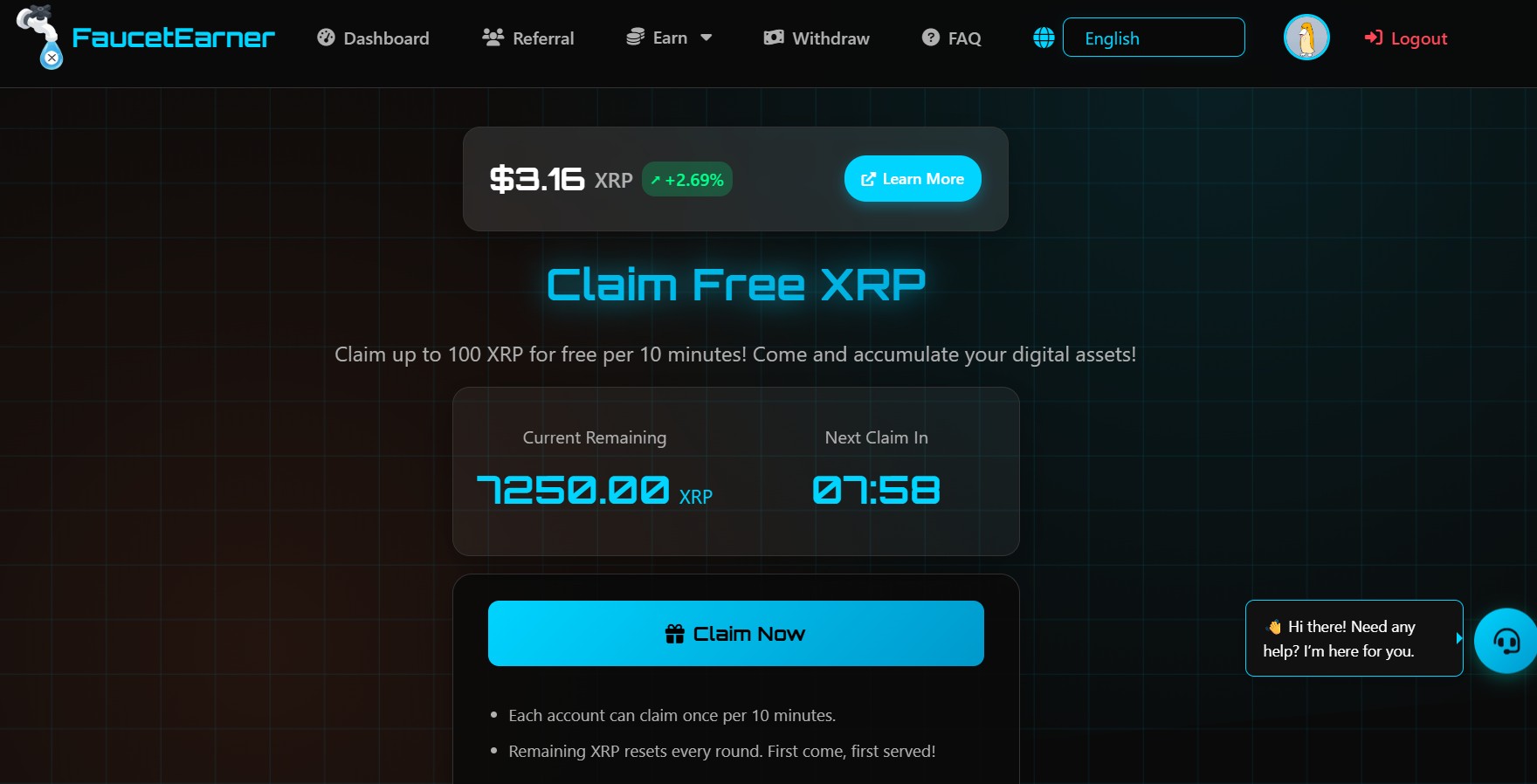 Кран (Faucet) с таймером на FaucetEarner
