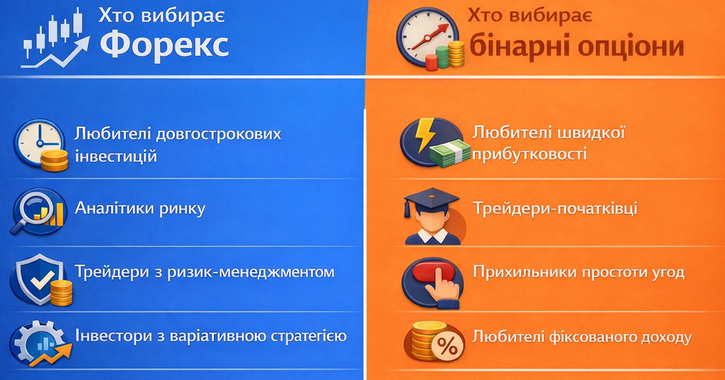Хто вибирає Форекс і хто вибирає бінарні опціони