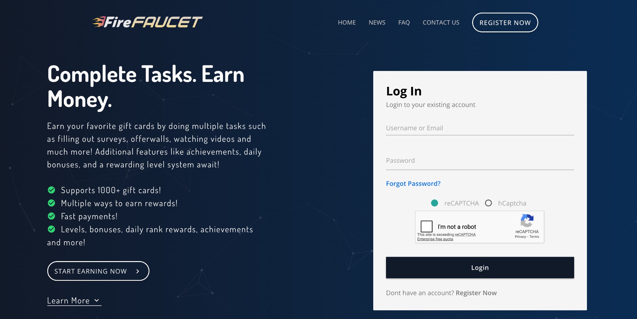 FireFaucet homepage