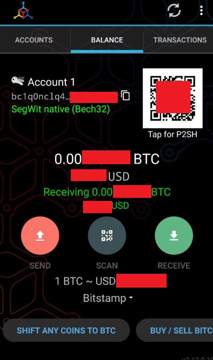 Інтерфейс Mycelium Wallet