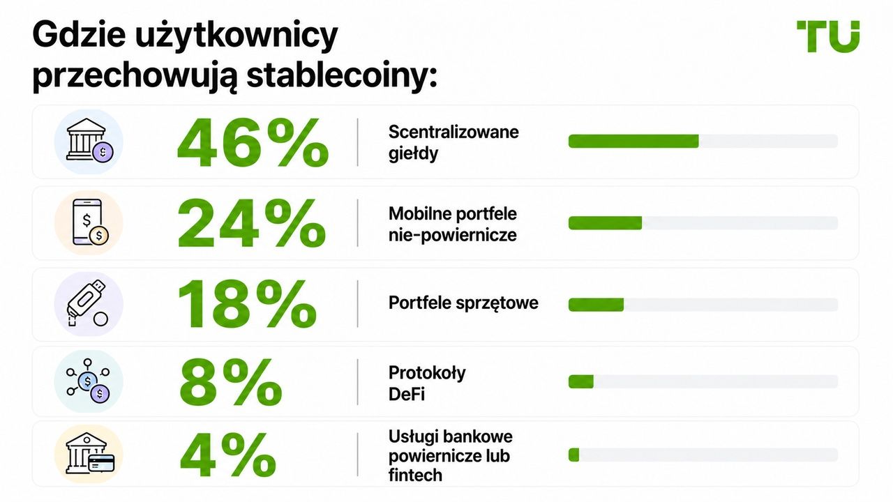 Gdzie użytkownicy przechowują stablecoiny