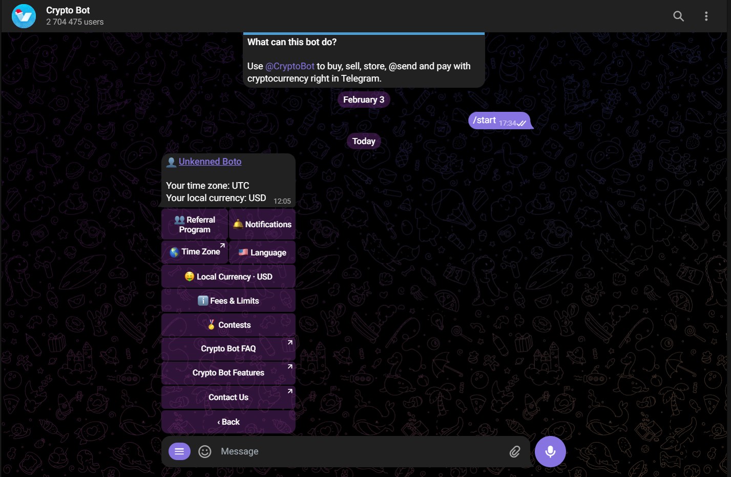 Paramètres du Crypto Bot