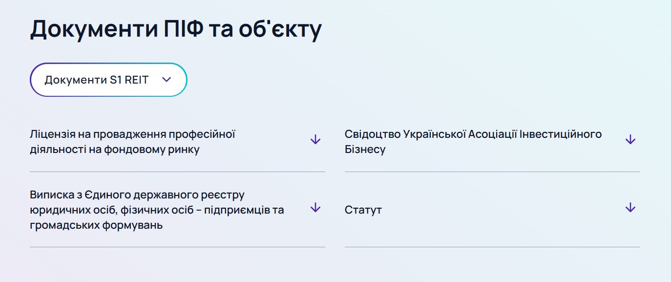 Документы S1 REIT на официальном сайте