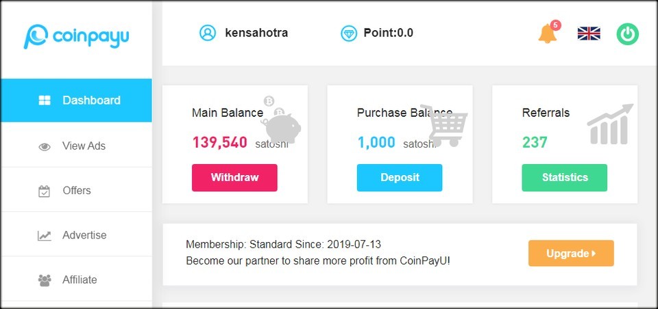 Referral program on CoinPayu