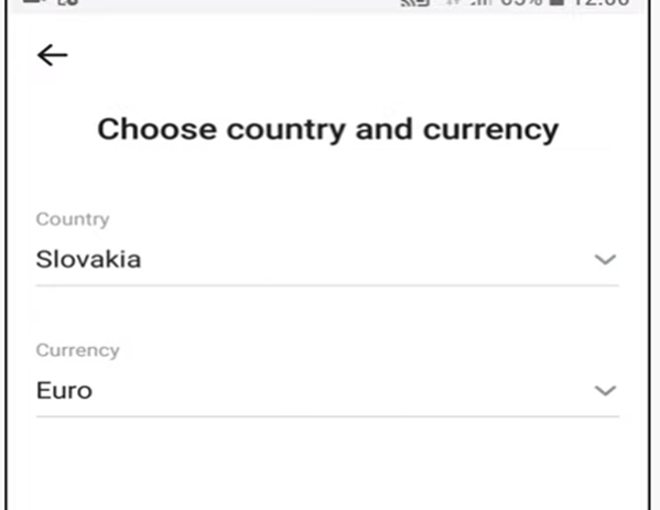 Choosing a Country and Currency