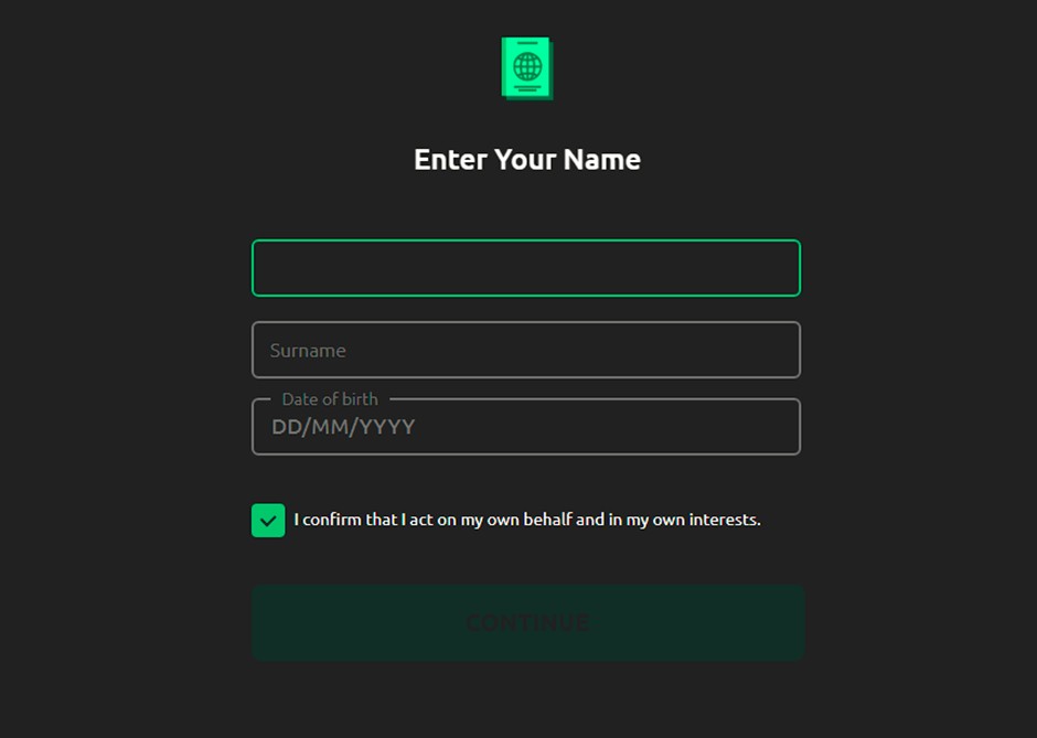 Inputting your personal information
