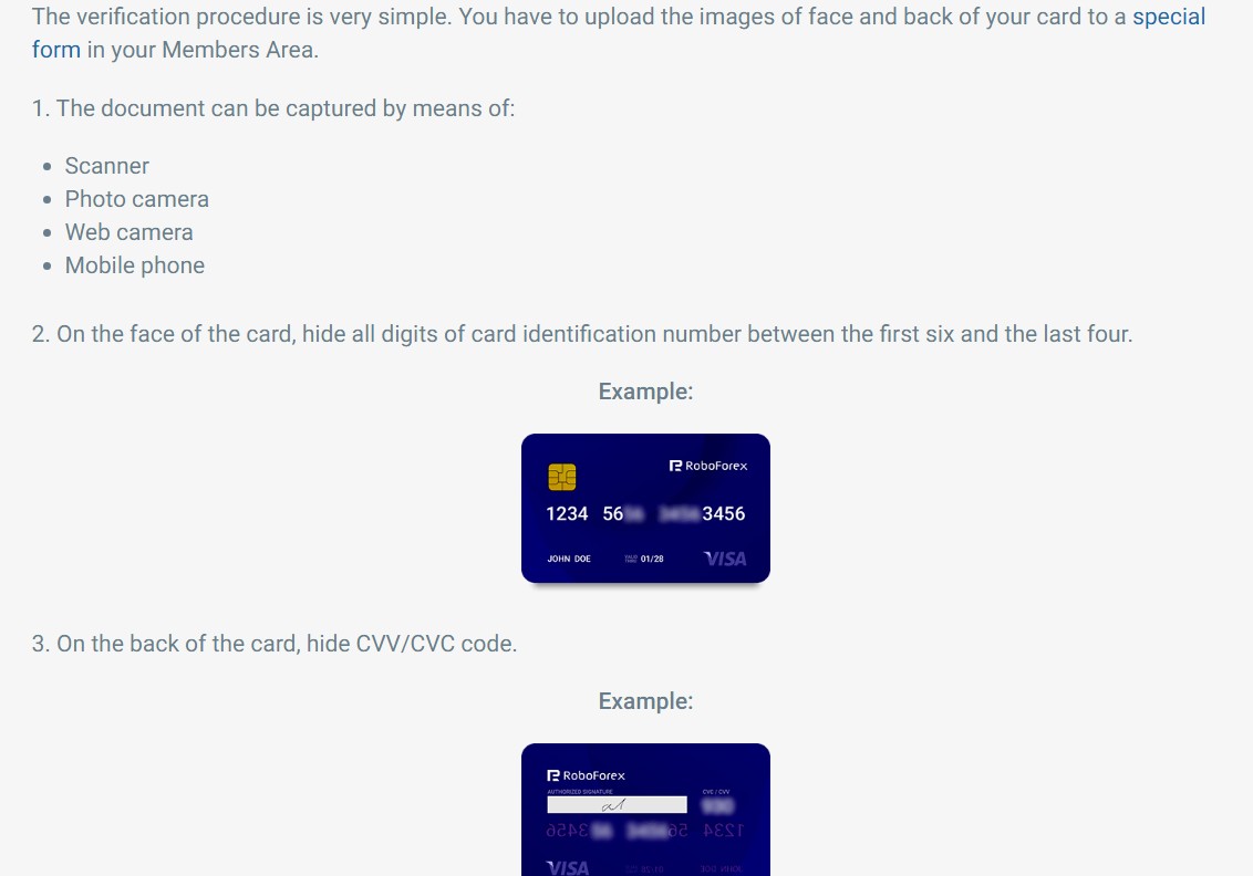 Верификация на RoboForex