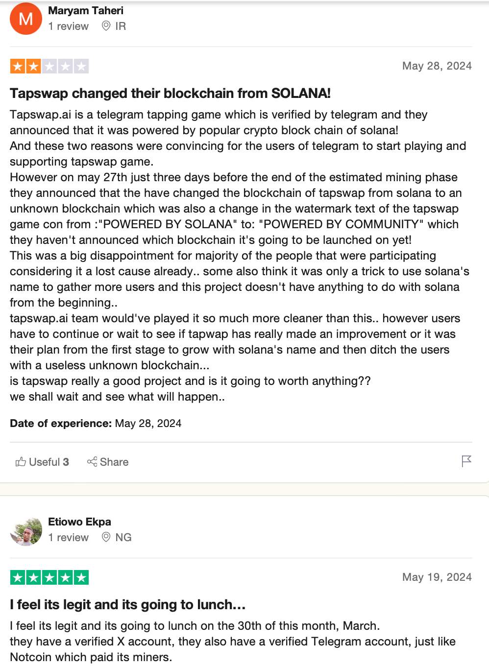 TapSwap reviews