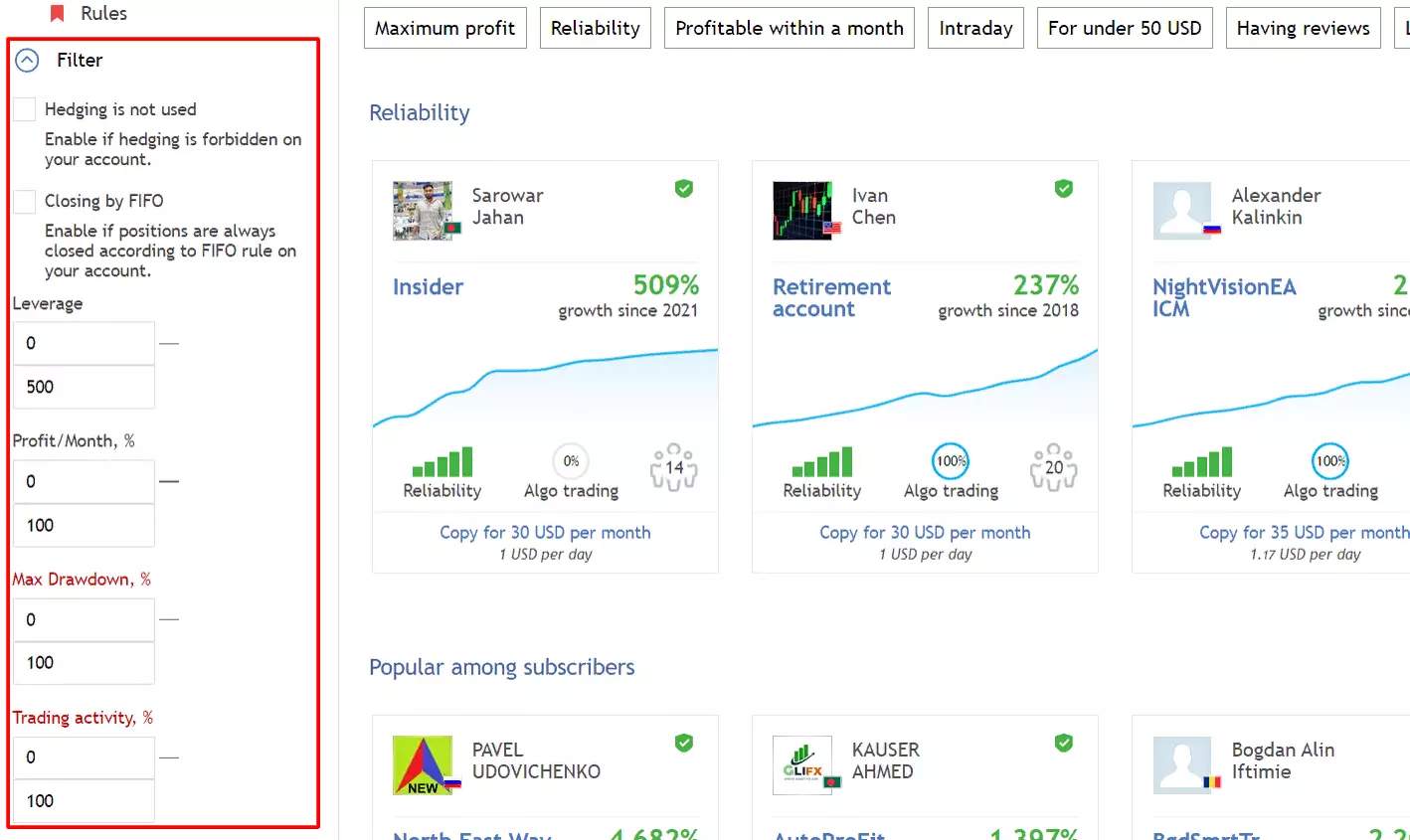 Providers Search on MQL5