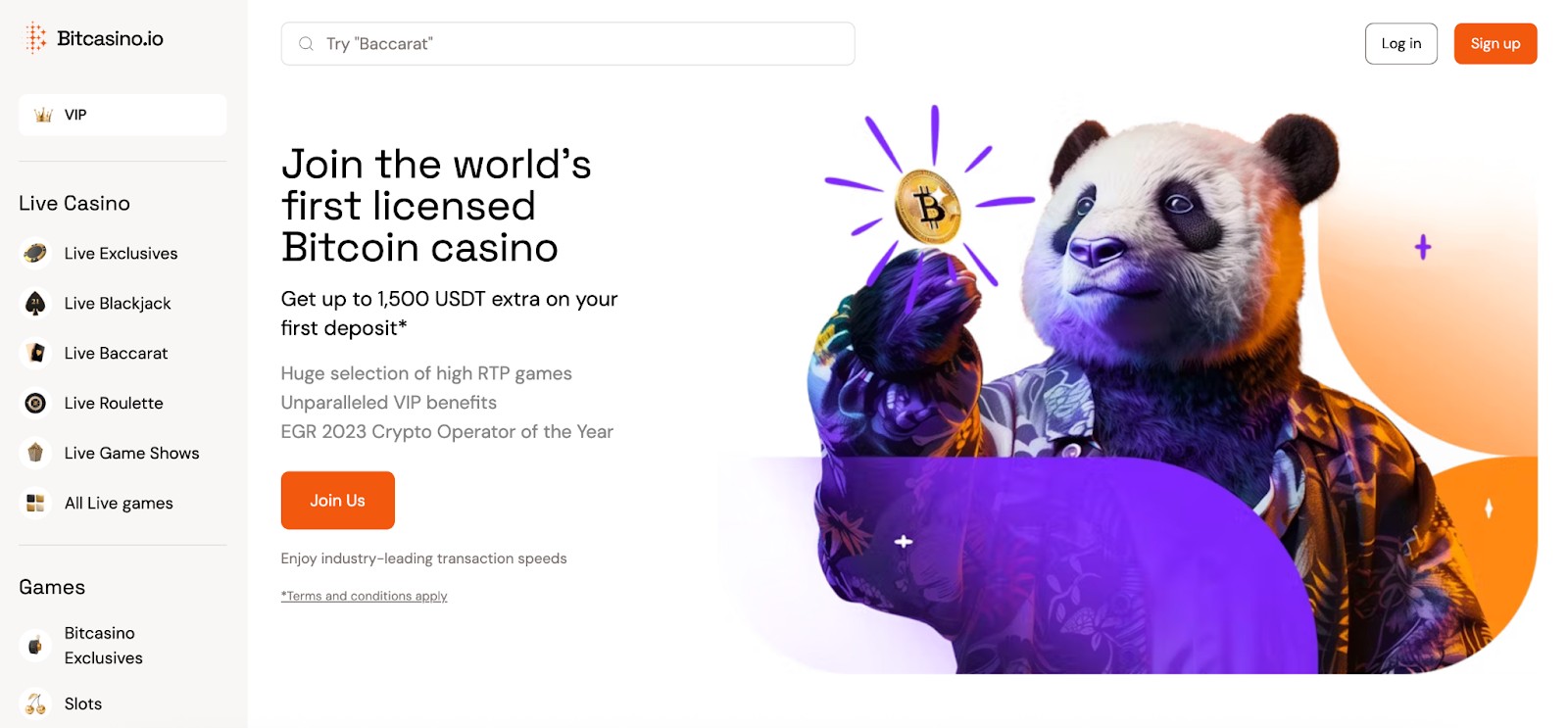 Bitcasino.io homepage