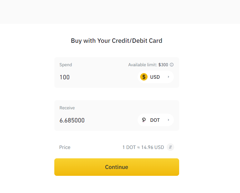 Как купить Polkadot с помощью банковской карты