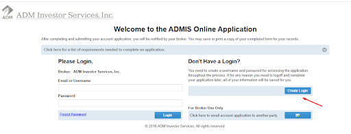 ADMIS Review — Creating a login