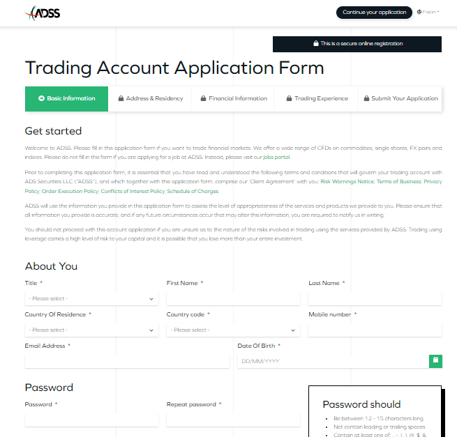 ADSS Review - Account opening