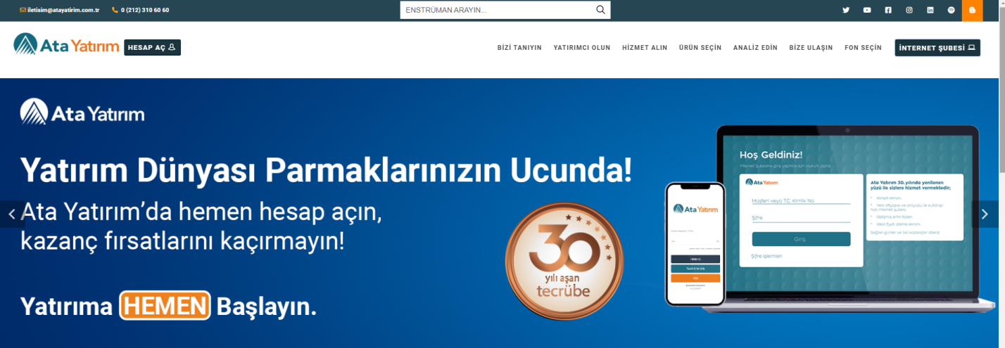 Review of Ata Yatırım’s User Account — Official broker's website