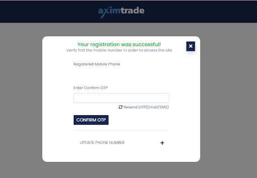 AximTrade Review — Phone number verification