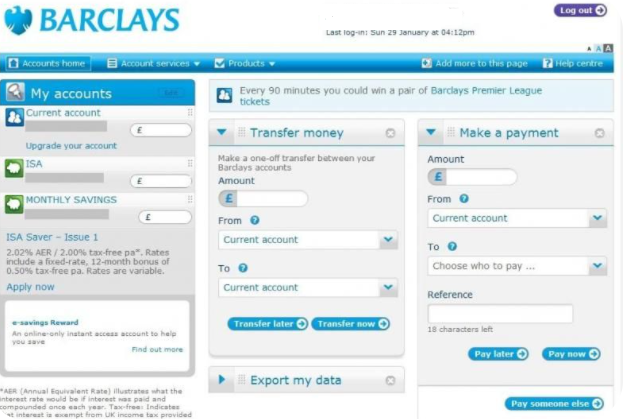 Barclays Revisão - Operações de pagamento