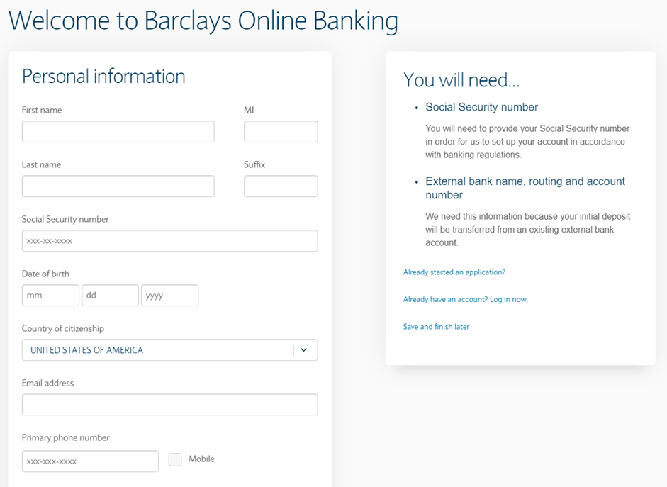 How to open an account at Barclays - Open Account