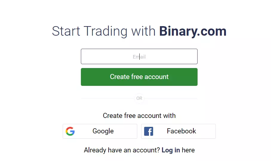 Binary.com Gjennomgang - Opprett gratis konto