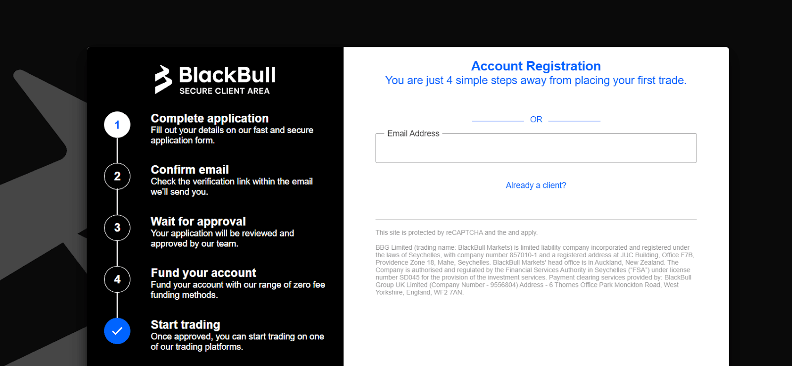 Sie können sich mit Ihrem Google- oder Facebook-Konto in das BlackBull Markets-Benutzerkonto einloggen